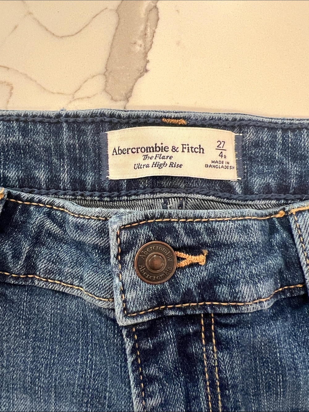 Abercrombie & Fitch Flare Jeans in Medium Blue Denim - Picture 2 of 5